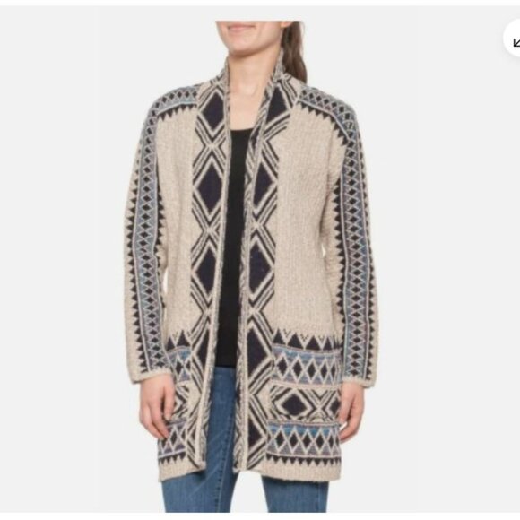 Lucky Brand Tribal 3rd Piece Open Cardigan Aztec Long Front LagenLook Sweater - Picture 13 of 13